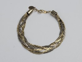 Vintage Premier Design 5 Strand Braided Bracelet Silver Gold Tone 8&quot; Goo... - £12.44 GBP