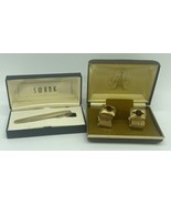 Mesh Cufflinks Set Paris Gold Tone Wedding Accessories Vintage &amp; Swank T... - £18.39 GBP