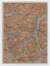 1905 Original Antique Map Of Lago Di Como Lake Lugano Switzerland / Italy - £14.38 GBP