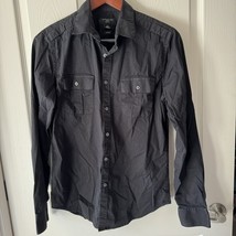 Attention Men Slim Fit  Black Small Long Sleeve Button Down Dress Shirt - $10.88