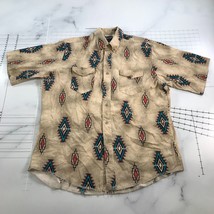 Vintage Wrangler Shirt Mens 17 1/2 X Long Tails Brown Beige Southwestern Aztec - £44.54 GBP