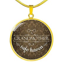Express Your Love Gifts A Grandmother is A Safe Haven Circle Necklace Stainless  - £43.43 GBP