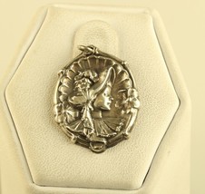 Antique Sterling Silver Cameo Art Nouveau Victorian Dressed Woman Brooch Pin - $54.45