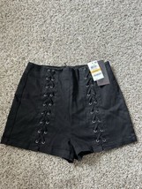 Material Girl  Womens Lace up Black Shorts Size Small Zipper Back Stretc... - $16.82