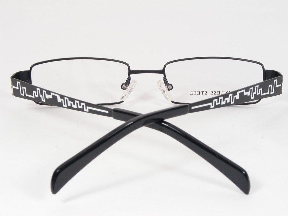 44805-3 Black /White UNIQUE EYEGLASSES GLASSES STAINLESS STEEL FRAME 49-17-135mm Item image 3
