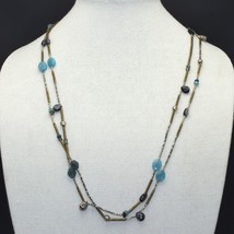 Silpada OLIVIA Mixed Metals Quartzite Shell Larvikite Kyanite 60&quot; Necklace N2461 - £35.35 GBP