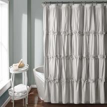 MISC Textures Shower Curtain Floral Ruffle, Light Grey Frills Fabric Bat... - £53.02 GBP