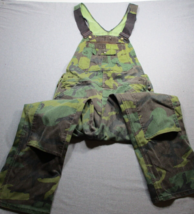 Liberty Vintage USA Green Camo Canvas Double Knee Overalls Mens 34x30 - $45.05