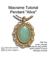 Macrame Tutorial Pendant &quot;Alice&quot; micro-macrame wrapped stone necklace - $6.00