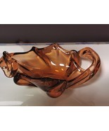 Vintage Chalet Art Glass Bowl Ashtray Dish Brown Amber Hand Blown Sculpt... - €48,75 EUR