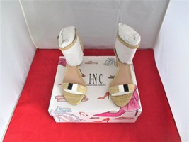 INC Kivah Two-Piece Sandals $89.50 US Size 8 1/2 - Natural / Black Strip... - $24.74