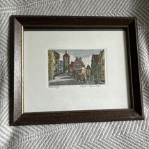 Rothenburg Germany Original ETCHING signed ERNST von GEISSENDORFER 3x5 c... - $44.10