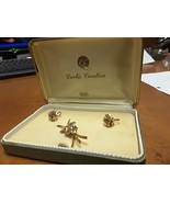 VINTAGE 1950&#39;S 12KT GOLD FILLED  CURTIS CREATION  ROSE EARINGS + BROOCH ... - $78.21