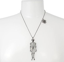 Betsey Johnson Halloween Skeleton & Spiderweb Charm Glow in the Dark Necklace - $89.07