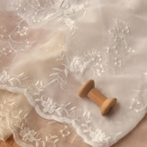 Embroidery Floral Chiffon Tulle Fabric 51&quot; Width 0.5Y Wedding Dress DIY Costume  - £10.22 GBP