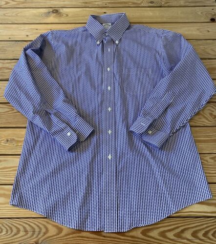 Primary image for Brooks Brothers Men’s Regent Check Button up Shirt Size 16 Purple Q8