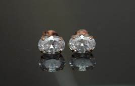 14K Rose Gold Oval Cut Stud Earrings Created Diamond  0.50CT-1.50CT - £35.15 GBP