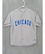 MAJESTIC BASEBALL JERSEY CHICAGO CUBS SIZE XL GREY BLUE GENUINE MERCHAND... - $58.99