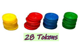 Circle Counters Plastic Tokens 28 Replacements Green Red Yellow Blue w Star - £3.83 GBP