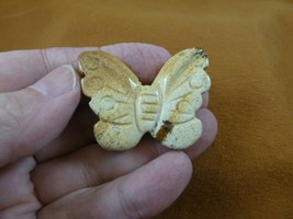 (Y-BUT-555) tan Jasper BUTTERFLY stone figurine gemstone carving butterflies - £11.19 GBP