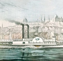 Knickerbocker Steamboat 1955 Currier &amp; Ives Color Plate Antique Print DWEE35 - £31.96 GBP