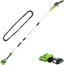 Greenworks 24V 8&quot; Pole Saw 2.0Ah Battery and Charger with 8&quot; Replacement Chain - £172.43 GBP