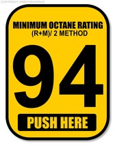 94 Octane Gas Pump Button Label Vinyl Sticker Gasoline Petrol Decal 2x2.... - £3.11 GBP