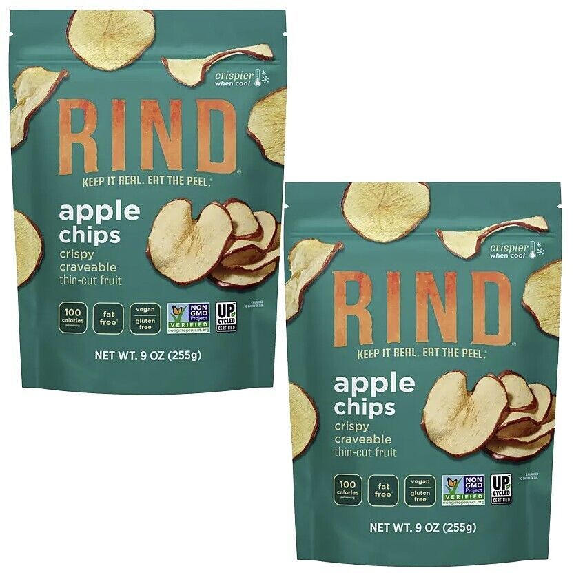 2 Packs RIND Apple Chips Crispy Craveable Thin-Cut Fruit, 9 oz Gluten Fr... - $35.20