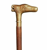 Brass Horse Head Handle Wooden Walking Cane Stick for men women Christmas Gift - £30.07 GBP