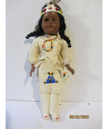 VINTAGE 11&quot; TALL NATIVE AMERICAN GIRL DOLL W/ LEATHER OUTFIT GLASS BEADS - £8.01 GBP