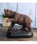 Wall Street Stock Market Bear Attacking With Paw Bronze Electroplated Fi... - $774.98 MXN