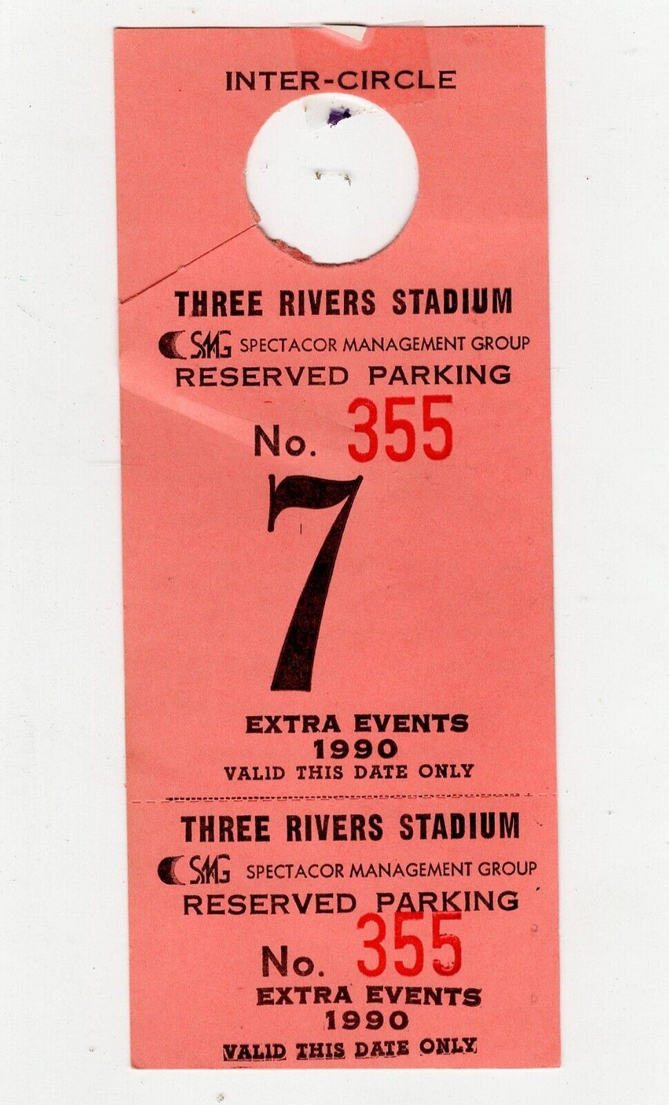 Primary image for VINTAGE 1990 Pittsburgh Pirates Three Rivers Stadium Parking Pass Ticket