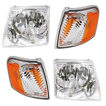 Headlights Head Lamps &amp; Corner Lights Kit For Ford Explorer Sport Trac 01-2005  - £185.04 GBP