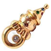 Authentic! Chopard 18k Yellow Gold Clown Happy Diamond Ruby Sapphire Pin... - $2,400.00