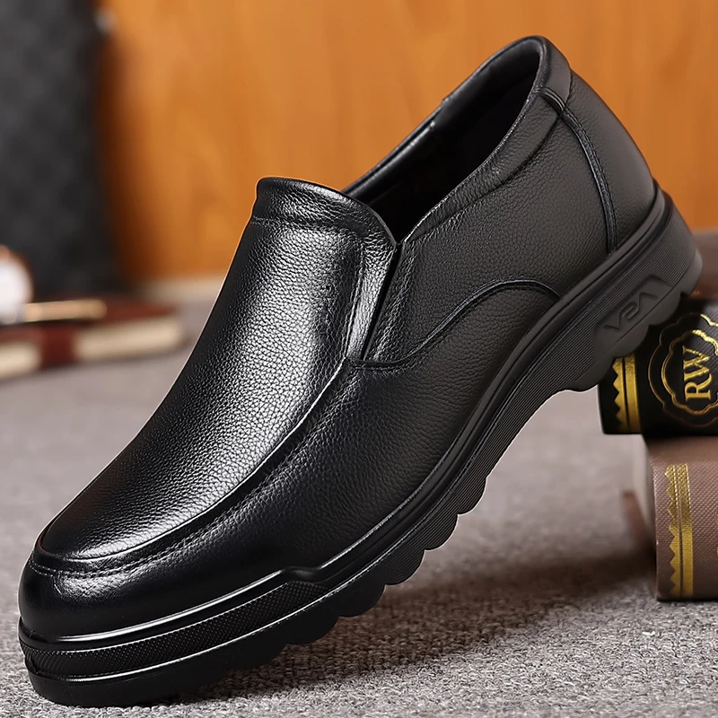 Eather shoes for men casual soft rubber loafers business dress shoes casual plus velvet thumb200