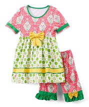 NEW Boutique Apple Girls Dress &amp; Ruffle Shorts Back to School Outfit Size 2-3 - £10.38 GBP