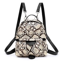 Fashion Print Women Backpack Vintage Serpentine PU Leather Shoulder Bags Large C - £31.35 GBP