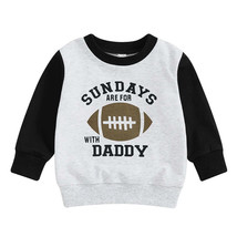 Kids Rugby Sweatshirt, Letter Print Long Sleeve Pullover, 1-2 Years, Fall Outfit - £12.70 GBP