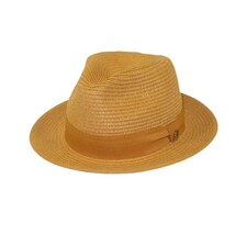 Men's Bently Semi Crushable Fedora Briad Straw Hat Leonardo LE238 Cognac Brown image 4