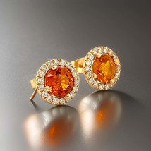 Natural Orange Sapphire Diamond Earrings 14k WG 3.54 TCW Certified $5,975 216662 - £1,965.96 GBP