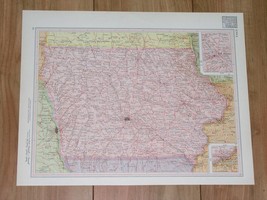 1951 Original Vintage Map Of Iowa Des Moines / Verso Indiana Indianapolis Gary - £21.35 GBP