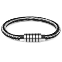 NEW Punk Black and white Metal Weaving Bracelet Magnetic Buckle Simple Style Fas - £11.35 GBP