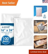 Pack of 100 Frosted Clear Zipper Bags 16&quot; x 24&quot; - Ideal for Wigs &amp; Clothing - $52.50