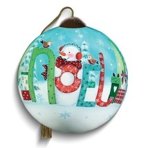 Ne'Qwa Art Snowman with Noel Sign Glass Ornament - £34.41 GBP