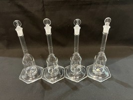 (4) Pyrex Glass 25ml Micro Volumetric Flask w/ Glass Stopper, w/ Hex Base - $79.20