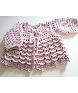Baby Crochet Cardigan Girl 3D Gift Soft Pink jacket sweater handmade winter - £27.24 GBP