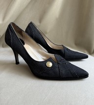 Vintage Dior Gray Denim Heels Shoes Size 36 - $3,986.32 MXN