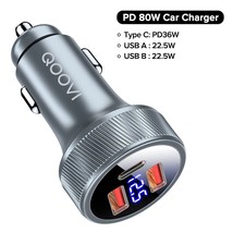 Qoovi 80W Car Charger Pd Usb Type C Dual Port Usb Phone Charger Fast Charging Fo - £18.09 GBP
