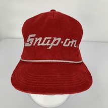 Vintage 1980&#39;s Snap On Tools Red Corduroy Hat Snapback K Products Embroidered - £45.25 GBP