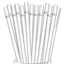 Alink 12-Pack Reusable Plastic Clear Straws, 13 Inch Extra Long Tumbler Straws F - £10.26 GBP